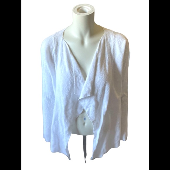 Eileen Fisher White Linen Blend Open Front Cardigan- Size Small - Picture 1 of 12